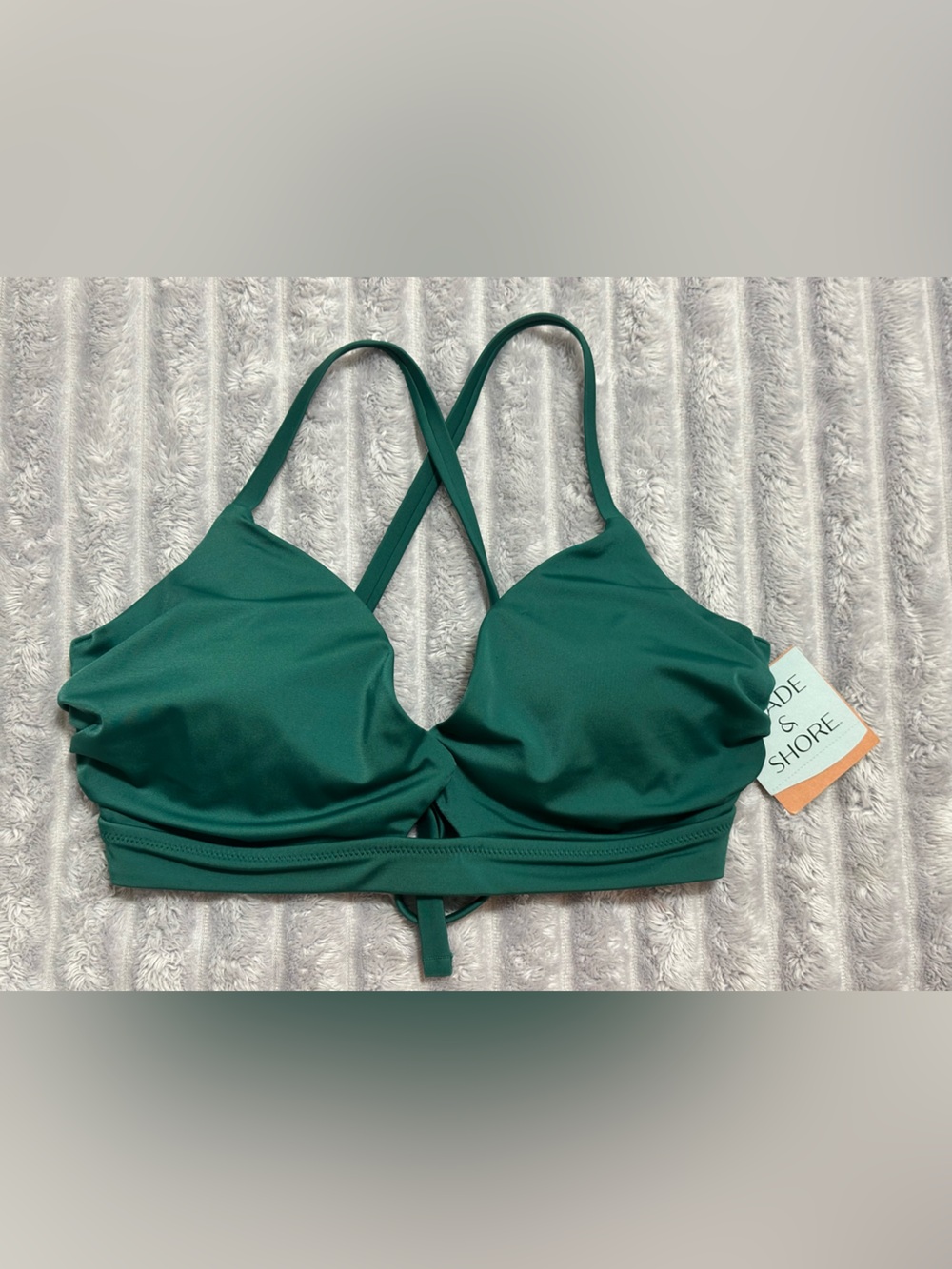 Shade & Shore Deep Green Crisscross Women's Bikini Top